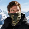 Cachecol tático de camuflagem para atividades ao ar livre, máscara de ciclismo para homens, protetor de pescoço com isolamento térmico, boné à prova de vento para fãs militares, proteção solar