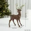 Colgante de Reno con Flockado Brillante de Venta Caliente Transfronteriza Colgante de Decoración para Árbol de Navidad Estilo Ins Adornos Navideños Diseño de Escena