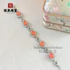Pulseira de Calcedônia Branca Gelo Natural Prata 925 Banhada a Cobre Incrustada com Esmeralda Verde Imperial Pulseira Ágata Rosa Jade Presente Exquisito