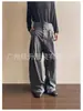 Moda Versátil Simples Retrô Americana Harajuku Preguiçoso Artístico Novo Estilo Casual Calças Longas Calças Longas de Seda Gelo para Homens