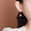 Pendientes Yuebao de plata de ley S925 bañados en oro con diseño de calabaza Fulu de estilo nacional rojo agua y rojo del sur, con ganchos huecos para las orejas.