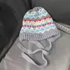Bolsa y Sombrero de Doble Propósito, Estilo Retro, Cálido Gorro de Tejido de Pescador con Protección para los Oídos, Sombrero de Estilo Étnico con Lazo, Gorro de Lana