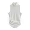 Chaleco de cuello alto ajustado para mujer, estilo 'hot girl', color liso de invierno, camiseta interior adelgazante, top irregular sin mangas