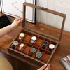 Fábrica de OrigenCaja para Gafas con Tapa abatible de Madera de Nogal Compartimentos Múltiples Caja de Almacenamiento con Pantalla Transparente Caja Antigua Bodhi