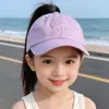 Gorra de Béisbol con Protección Solar para Niños, Se Puede Atar en una Cola de Caballo, Sombrero de Copa Abierta para Niñas, Gorro de Sol de Bebé a la Moda, Gorra con Visera de Protección Solar