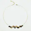 Pulsera Simple de Grano Arcoíris de Turmalina Cadena para la Clavícula Diseño de Nicho para Mujer Turmalina Colorida Simple Fabricante Venta al por Mayor