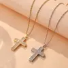 Colgante de Collar Cruzado Microincrustado Transfronterizo para Hombres y Mujeres, Cadena para Clavícula de Lujo Ligero de Gama Alta, Cadena para Suéter de Acero de Titanio, Cadena de Cuello de Nicho