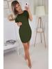 2022ebay Amazon venda quente wish venda quente cor sólida manga curta slim vestido fenda em U 2106