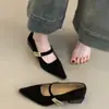 Zapatos de Mujer Chuyuji Estilo Retro Francés Punta Fina Mary Jane Bajos 2026 Modelo Nuevo Correa Única Tacón Medio Elegante para Mujer