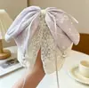 Presilha de Cabelo Estilo Coreano de Chiffon com Renda e Laço Grande para Rabo de Cavalo, Presilha de Garra de Renda Suave Estilo Coreano para Meio Preso, Presilha de Tubarão para Mulheres
