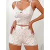 Conjunto de camisola e shorts com renda para primavera-verão, transfronteiriço europeu e americano 2026, com um design puro e desejável para vestuário doméstico feminino