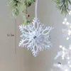 Decoraciones Navideñas Nuevas Transfronterizas Copo de Nieve Blanco Flockado Estrella de Cinco Puntas Tridimensional Colgante para Árbol Decoración Navideña