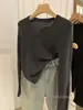 Capa base de punto fino de lana para mujer, nuevo estilo otoño/invierno, prenda interior de alta gama, top suéter de cuello en U para invierno