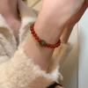Novo estilo chinês retro vermelho ágata pulseira de contas feminino contraste cor hetian jade correndo anel guofeng benmingnian ping an fivela pulseira