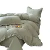 Juego de Cuatro Piezas Estilo Crema de Alto Gramaje Color Sólido Encaje Francés Vellón de Leche Estilo Colcha Clase A Ropa de Cama de Vellón Otoño/Invierno