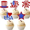 Novos adereços de decoração americanos para o Dia da Independência, toppers para bolos e cupcakes, artigos para festas