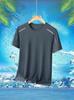 Camiseta de manga curta de secagem rápida masculina, gola redonda, seda gelada, camiseta refrescante, corrida, fitness respirável, malha, roupa esportiva