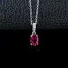 Collar minimalista de plata con rubí individual para mujer, exquisito y compacto, joyería versátil para el día a día, regalo para el Día de San Valentín y cumpleaños