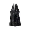 Novedad Primavera y Verano 2025 Ropa para Mujer Estilo Europeo y Americano Moda Vestido de Globo con Lentejuelas de Cuello Colgante y Escote en V Profundo 9808574