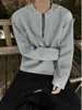 Sudadera de peso pesado para hombre con media cremallera, diseño de nicho estilo americano otoñal con hombros acolchados, top elegante y relajado de manga larga