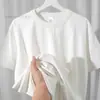 Camiseta Blanca Pura de Algodón Puro de Peso Pesado de 400 g, Manga Corta, Gruesa y No Transparente, Top de Color Sólido, Corte Holgado, Camiseta Blanca Unisex Básica de Media Manga