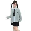 Conjunto de Dos Piezas con Camisa de Manga Larga 2025 para Niños Mayores Estilo Coreano Ropa de Otoño para Niñas Estilo Extranjero Nuevo Cárdigan de Punto Primavera y Otoño Estilo Preppy