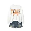 Amazon eBay loja independente moletom casual de moda feminina com estampa de fantasma, abóbora e listras com laço para exportação