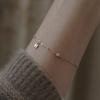 Pulseira de Prata de Lei S925 Banhada a Ouro Letra H Pequeno Diamante Feminina Zircônia Mini Simples Elegante Versátil Joia Fina