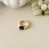 Anillo de Lujo Nuevo de Nicho Estilo Coreano, Anillo Ancho Vintage de Piedra Natural, Anillo Abierto Ajustable Versátil Personalizado para el Dedo Índice
