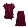 ZA Comercio Exterior 2025 Primavera Nuevo Estilo Europeo y Americano Moda Femenina Elegante Casual Suave Top Conjunto de Vestido Midi