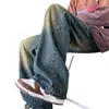 Calça Jeans Masculina de Cor Clara Primavera/Verão 2026 Corte Reto Solto Versátil Perna Larga Calça Casual Tendência