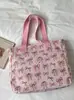 Bolsa Tote Huhu Macia com Laço Feminino Alça Larga Rosa Atmosfera Suave Estudante Universitário Compras Bolsa de Ombro Único