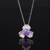 Joias Huabi novas de outono e inverno, diamante de alto carbono, corte flor de gelo, pétala de cobre, pingente de luxo leve, pedra principal feminina 8*8