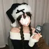 Sombrero Navideño de Lazo Negro Niños Otoño e Invierno Lindo Felpa Gorro Navideño cos Disfraz Accesorios para Fotos