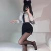 Roupa Íntima Sexy Secretária OL Colarinho Branco Perspectiva Camisa de Manga Longa Saia Apertada no Quadril Uniforme Professora Profissional