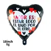 Globo de Película de Aluminio Español de Amor de 18 pulgadas Amor Día de San Valentín Chino Boda Arreglo de Globos Romántico para Confesión