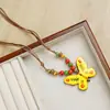 Colar de Maçã de Cerâmica Jingdezhen Colar Borboleta Dopamina Personalidade Fresca Feminina Moda Versátil Colar Venda por Atacado