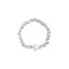 784 K-Style Ins Nicho Design Luxo Acessível Prata Brilhante Prata Fina Quebrada Anel Pérola Prata de Lei S925 Feminino Textura