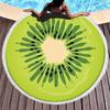 Toalha de praia com borla redonda colorida e criativa 3D de frutas transfronteiriças, protetor solar, xale, toalha de banho de secagem rápida, tapete de piquenique