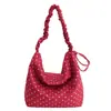 Bolsa Tote Plissada de Bolinhas Transfronteiriça para Mulheres 2026 Nova Coleção Primavera Textura Relaxada Versátil Casual Ombro Transversal