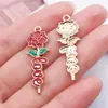 Día de San Valentín Corazón con Forma de Flor de Rosa Aceite Goteado Aleación Colgante DIY Pulsera Collar Llavero Pendiente Joyería Accesorios