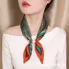 Lenço de seda estilo vintage para primavera e verão, com estampa paisley, contas e fecho magnético, pequeno lenço de pescoço estilo luxo leve de alta qualidade, acessório feminino com fita
