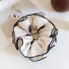 Diseño Coreano de Alta Gama Negro y Blanco Gradiente Estampado Cuatro Capas Envuelto Anillo de Salchicha Seda Vintage Goma para el Cabello Banda Elástica para el Cabello