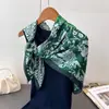 Bufanda Cuadrada Grande Estampada de Lujo Estilo Coreano Floral Seda Imitación Bufanda de Seda Chal Pañuelo para la Cabeza Protector de Cuello Decorativo Bufanda para Mujer