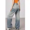 Jeans Minimalista Único Lavado Rasgado Verão Estilo Americano Desgastado Calças Wide-Leg Calças Femininas Zhengzhou Calças Compridas