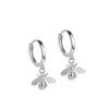 Pendientes de Plata de Ley S925 Plata Lisa Insecto Abeja para Mujer Moda Pequeños Mori Verano Temperamento Pendientes Transfronterizos de Alta Calidad