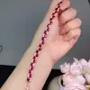Pulsera de Rubí con Hermoso Color, Plata S925 Finamente Incrustada con Artesanía de Galvanoplastia de 18 Quilates, Piedra Principal Aproximadamente 4*5mm