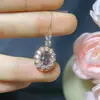 Pingente de espinélio natural puro cristal rosa super transparente tamanho 6*8mm prata 925 Seiko incrustação outlet de fábrica