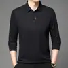 Camisa polo de manga larga para hombre de primavera y otoño, top casual simple para hombre, camiseta básica ajustada para hombre