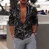 Comércio exterior transfronteiriço 2023 Nova lapela manga comprida impressão 3D camisa masculina da moda tamanho europeu e americano entrega de uma peça